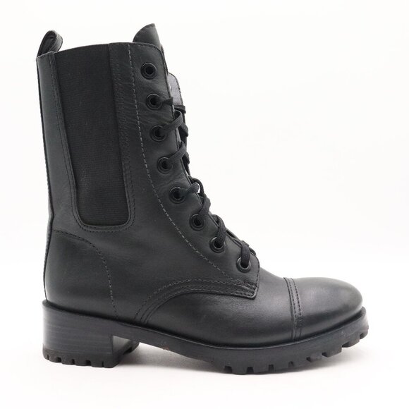 Tory Burch Broome Lace Up Black Leather Combat Boots‎ Womens Size 6M US - Picture 1 of 10